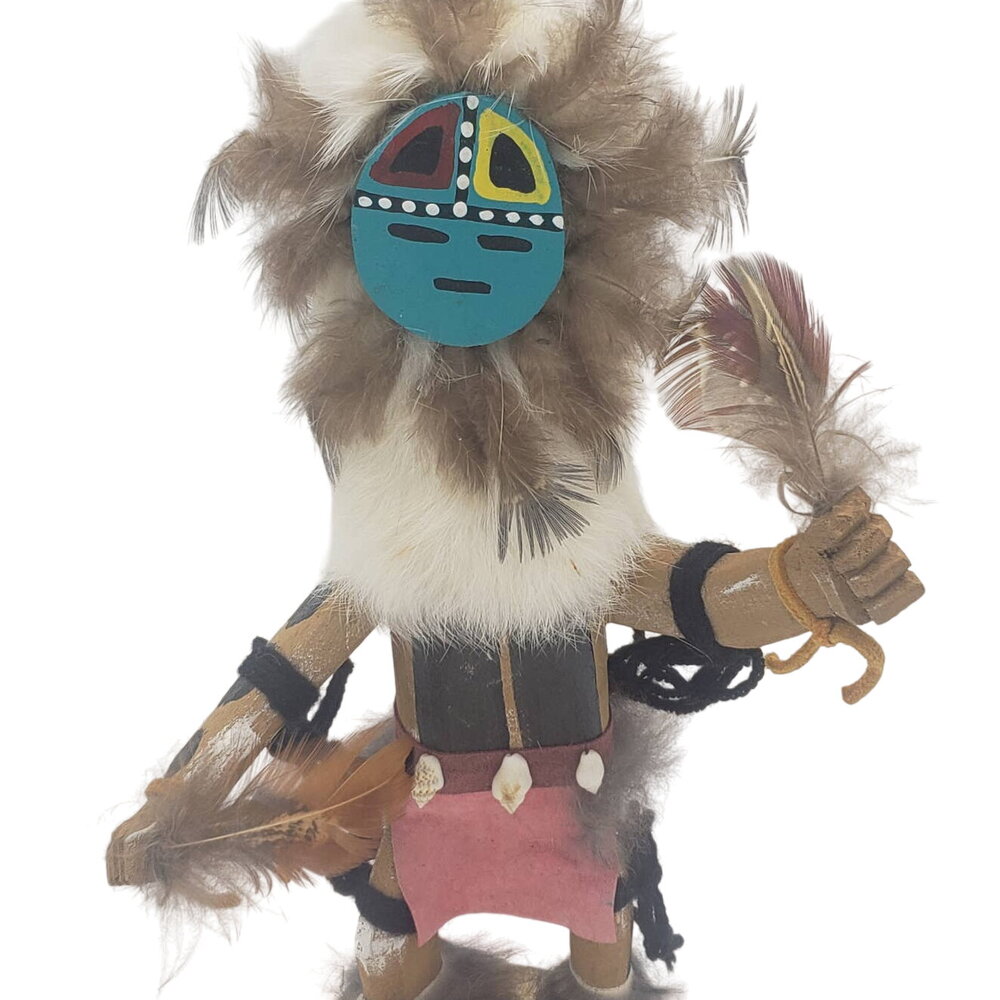 Vintage Kachina Doll Masked Sun Face Signed Sherman Handcrafted 11" Tall
